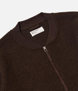 UNIVERSAL WORKS ZIP BOMBER WOOL FLEECE 00018 BROWN - Shoelosophy