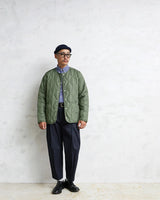 TAION UNISEX 밀리터리 크루 넥 다운 재킷 올리브 - Shoelosophy