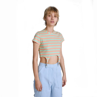 THE RAGGED PRIEST LOITERER TEE 01060JS ストライプリブリンガーストラップディテール - Shoelosophy