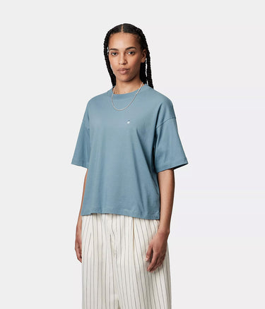 CARHARTT WIP WOMENS CHESTER T-SHIRT I030656 CLAY BLUE - Shoelosophy