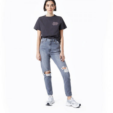 DR DENIM NORA 2020103 176 MOM JEANS DONNA WASHED GREY RIPPED - Shoelosophy