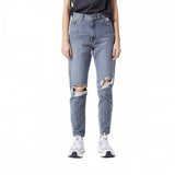DR DENIM NORA 2020103 176 MOM JEANS DONNA WASHED GREY RIPPED - Shoelosophy