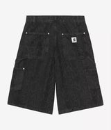 CARHARTT WIP WOMENS SNAKER NIXON DOUBLE KNEE SHORT I036866 BLACK HEAVY STONE - Shoelosophy