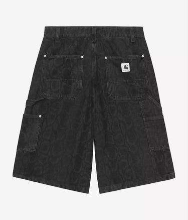 CARHARTT WIP WOMENS SNAKER NIXON DOUBLE KNEE SHORT I036866 BLACK HEAVY STONE - Shoelosophy