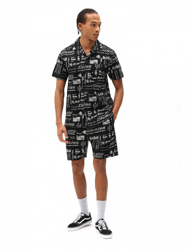 DICKIES PILLAGER SHORT BLACK ALLOVER PRINT MEN'S BERMUDA SHORTS