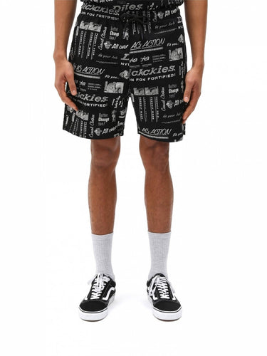 DICKIES PILLAGER SHORT BLACK ALLOVER PRINT MEN'S BERMUDA SHORTS