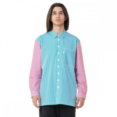 BONSAI L/S STREIFENHEMD SH056 BLAU FUCHSIA HERGESTELLT IN ITALIEN STREIFENHEMD FÜR HERREN - Shoelosophy