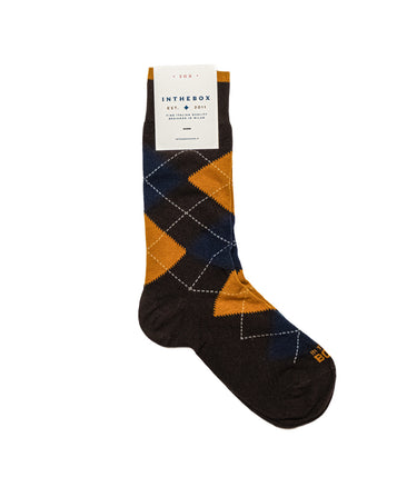 IN THE BOX COTTON ARGYLE SOCKS MILITARY GREEN DARK YELLO MADE IN ITALY - Shoelosophy