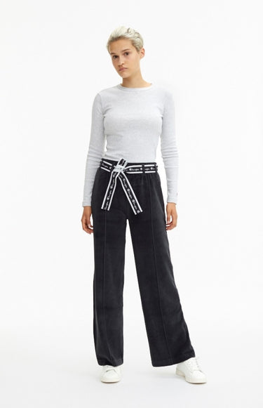 CHAMPION REVERSE WEAVE VELOUR WIDE LEG PANTS 110968 KK012 BLACK PANTALONE DONNA - Shoelosophy