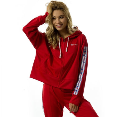 CHAMPION REVERSE WEAVE HOODED FULL ZIP TOP 111248 RS017 RED FELPA DONNA - Shoelosophy