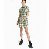 THE RAGGED PRIEST GATHERER DRESS 01090WV COTTON WOVEN GREEN CHECK - Shoelosophy