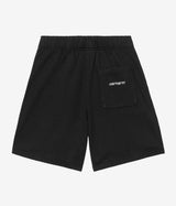 CARHARTT WIP WOMENS BRENTA SWEAT SHORT I036292 BLACK HEAVY STONE WASHED - Shoelosophy