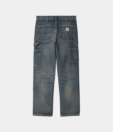 CARHARTT WIP DOUBLE KNEE PANT I032699 BLUE WORN USED WASH - Shoelosophy