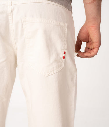 AMISH JAMES RAW EDGE BULL DENIM ECRU - Shoelosophy