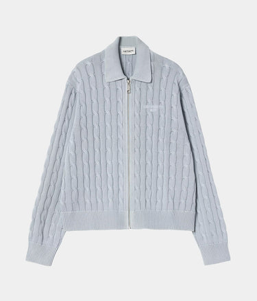 CARHARTT WIP WOMENS CARTER KNIT JACKET I035180 BLUE FOG - Shoelosophy
