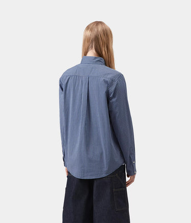 CARHARTT WIP WOMENS GROFF SHIRT I036277 CHECK BLUE - Shoelosophy