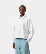 CARHARTT WIP WOMENS BRENTA POLO SWEATSHIRT I036291 ASH HEATHER HEAVY STONE WASHED - Shoelosophy