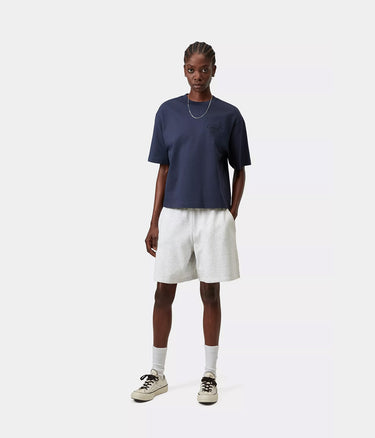 CARHARTT WIP WOMENS BRENTA SWEAT SHORT I036292 ASH HEATHER HEAVY STONE WASHED - Shoelosophy