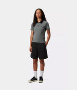 CARHARTT WIP WOMENS BRENTA SWEAT SHORT I036292 BLACK HEAVY STONE WASHED - Shoelosophy