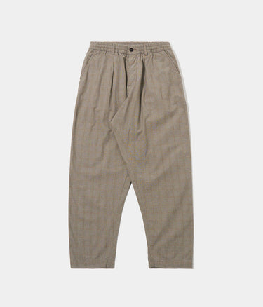 UNIVERSAL WORKS PLEATED TRACK PANT 34145 GREY BROWN WALES GLEN CHECK - Shoelosophy