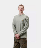 CARHARTT WIP LOOSE POCKET T-SHIRT I036862 SHADY GREEN GARMENT DYED LONG SLEEVES - Shoelosophy