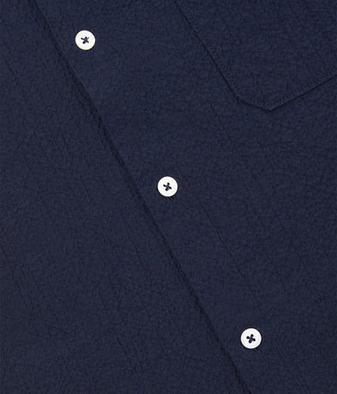 UNIVERSAL WORKS ROAD SHIRT 34605 SEERSUCKER NAVY - Shoelosophy