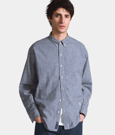 LEVI'S BLUE TAB RELAXED BUTTON DOWN SHIRT 001LI-0002 MICRO PLAID WHITE NAVY