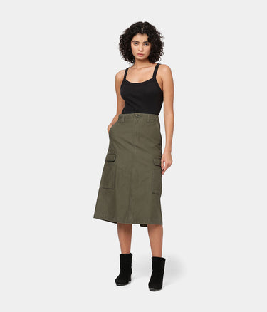 LEVI'S WOMENS CARGO MIDI SKIRT A7539-0003 OLIVE NIGHT