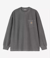 CARHARTT WIP LOOSE POCKET T-SHIRT I036862 BLACK GARMENT DYED LONG SLEEVES - Shoelosophy