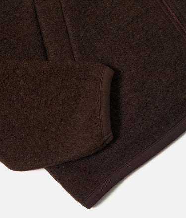 UNIVERSAL WORKS ZIP BOMBER WOOL FLEECE 00018 BROWN - Shoelosophy