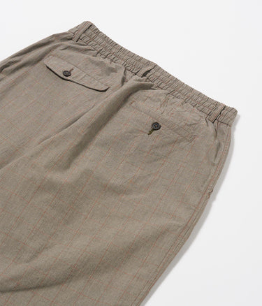 UNIVERSAL WORKS PLEATED TRACK PANT 34145 GREY BROWN WALES GLEN CHECK - Shoelosophy