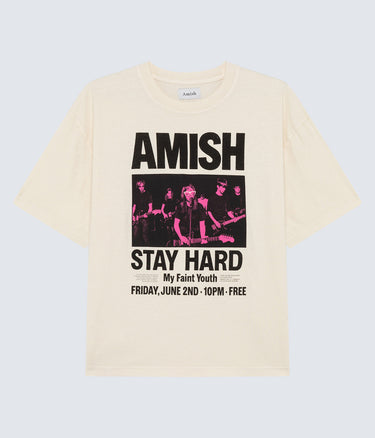 AMISH SUPPLIES T-SHIRT STAY HARD BOXY LOOSE ECRU - Shoelosophy