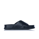 CLARKS SIGNATURE TORFORD CROSS SANDAL SLIDE 181382 BLACK LEATHER - Shoelosophy