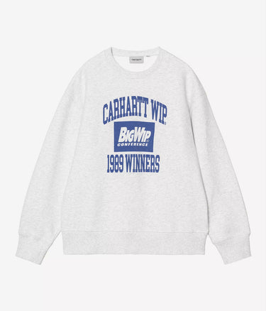 CARHARTT WIP 1989 WINNERS SWEATSHIRT I037278 ASH HEATHER HEAVY STONE WASH