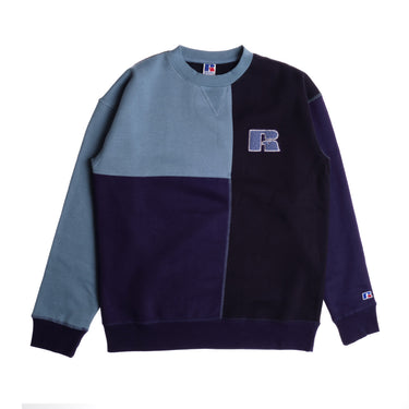 SWEAT-SHIRT RUSSELL ATHLETIC COLORBLOCK CREWNECK MARINE PARCHWORK