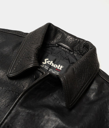 SCHOTT NY BLACK LC BRAKEMAN LAMBSKIN LEATHER JACKET - Shoelosophy