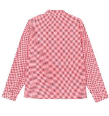 STUSSY MINI CHECK FULL ZIP LS SHIRT 1110021 RED CAMICIA UOMO - Shoelosophy