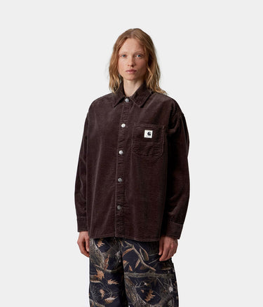 CARHARTT WIP WOMENS BEKKA SHIRT I037084 CORDUROY PALISANDER RINSED