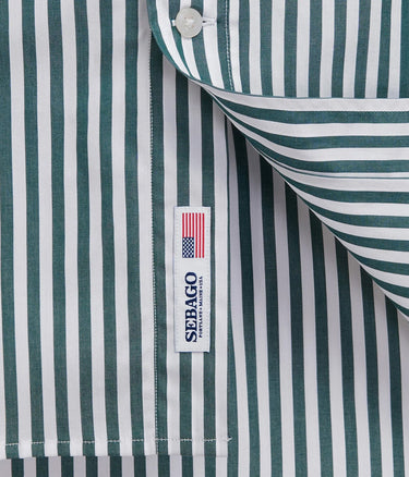 SEBAGO OAKLAND POP SHIRT 751273W GRÜNE WEIßE STREIFEN - Shoelosophy