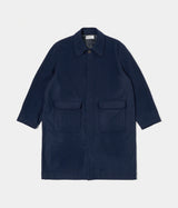 UNIVERSAL WORKS ACCOUNT COAT 31104 NAVY CAPPOTTO UOMO LOOSE FIT - Shoelosophy