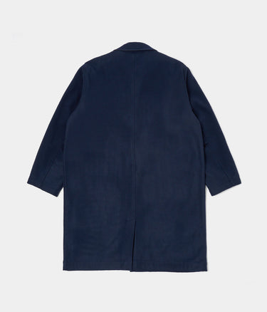 UNIVERSAL WORKS ACCOUNT COAT 31104 NAVY CAPPOTTO UOMO LOOSE FIT - Shoelosophy