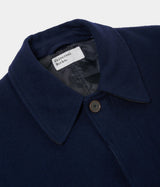UNIVERSAL WORKS ACCOUNT COAT 31104 NAVY CAPPOTTO UOMO LOOSE FIT - Shoelosophy