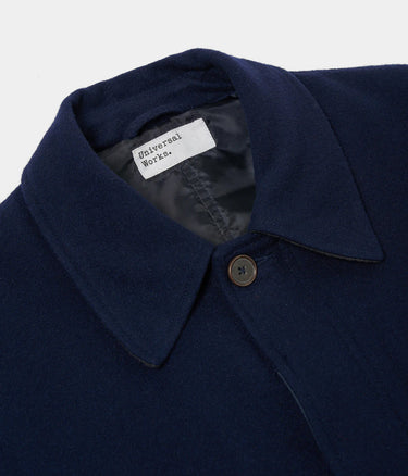 UNIVERSAL WORKS ACCOUNT COAT 31104 NAVY CAPPOTTO UOMO LOOSE FIT - Shoelosophy