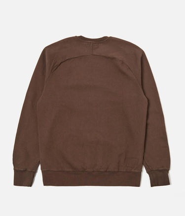 UNIVERSAL WORKS CLASSIC CREW SWEAT-SHIRT POIGNÉE SÈCHE BRUSHBACK MARRON