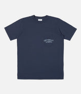 UNIVERSAL WORKS PRINT POCKET TEE ORGANIC JERSEY NAVY - Shoelosophy