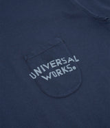 UNIVERSAL WORKS PRINT POCKET TEE ORGANIC JERSEY NAVY - Shoelosophy
