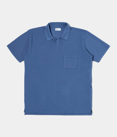 UNIVERSAL WORKS VACATION POLO PIQUET BLUE - Shoelosophy