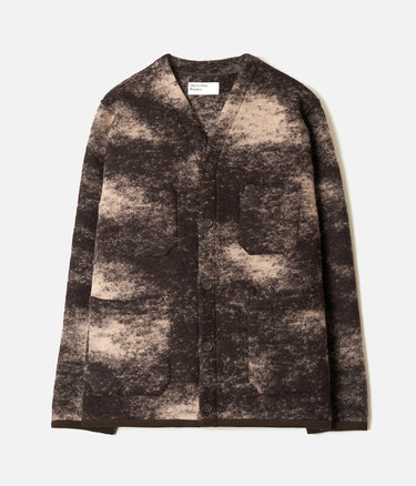 UNIVERSAL WORKS CLOUD CAMO KNIT CARDIGAN 35652 BROWN