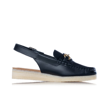 CLARKS ORIGINALS WOMENS WALLABEE SLING SCHWARZES LEDER