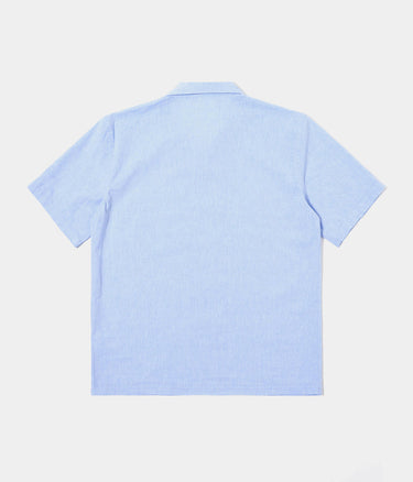 UNIVERSAL WORKS ROAD SHIRT 34556 SIDO LINEN MIX SKY BLUE - Shoelosophy